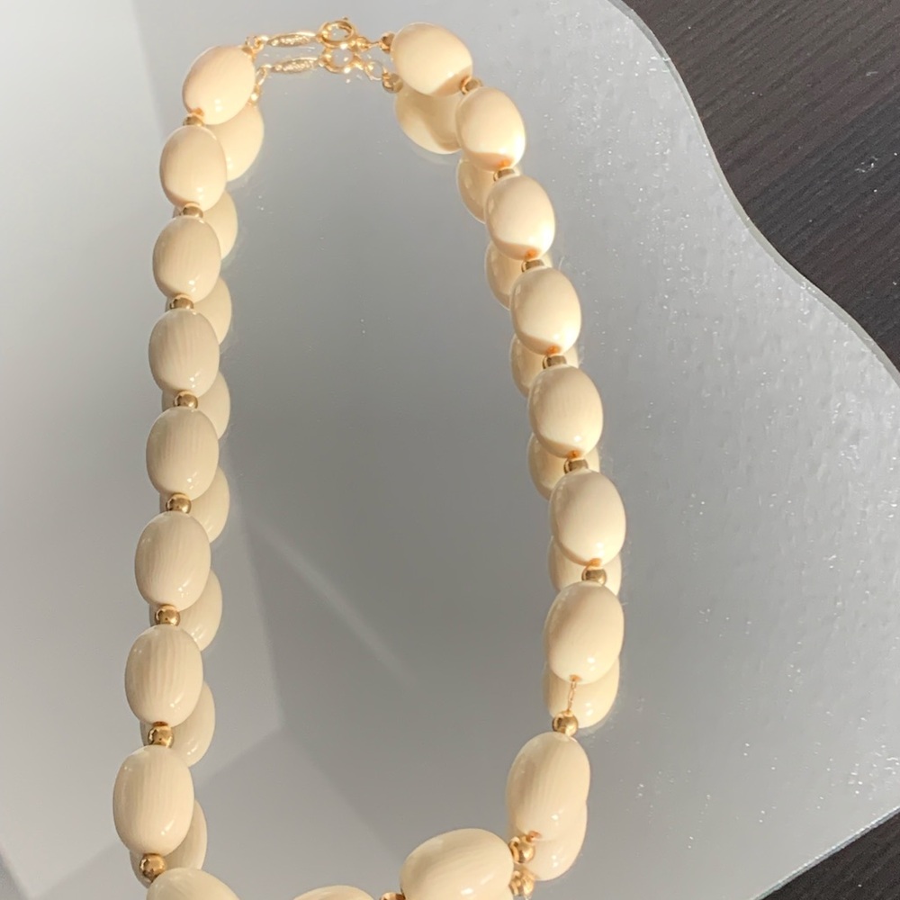 Vintage Napier Cream Bead Ball Gold Tone Necklace/Choker/Bracelet